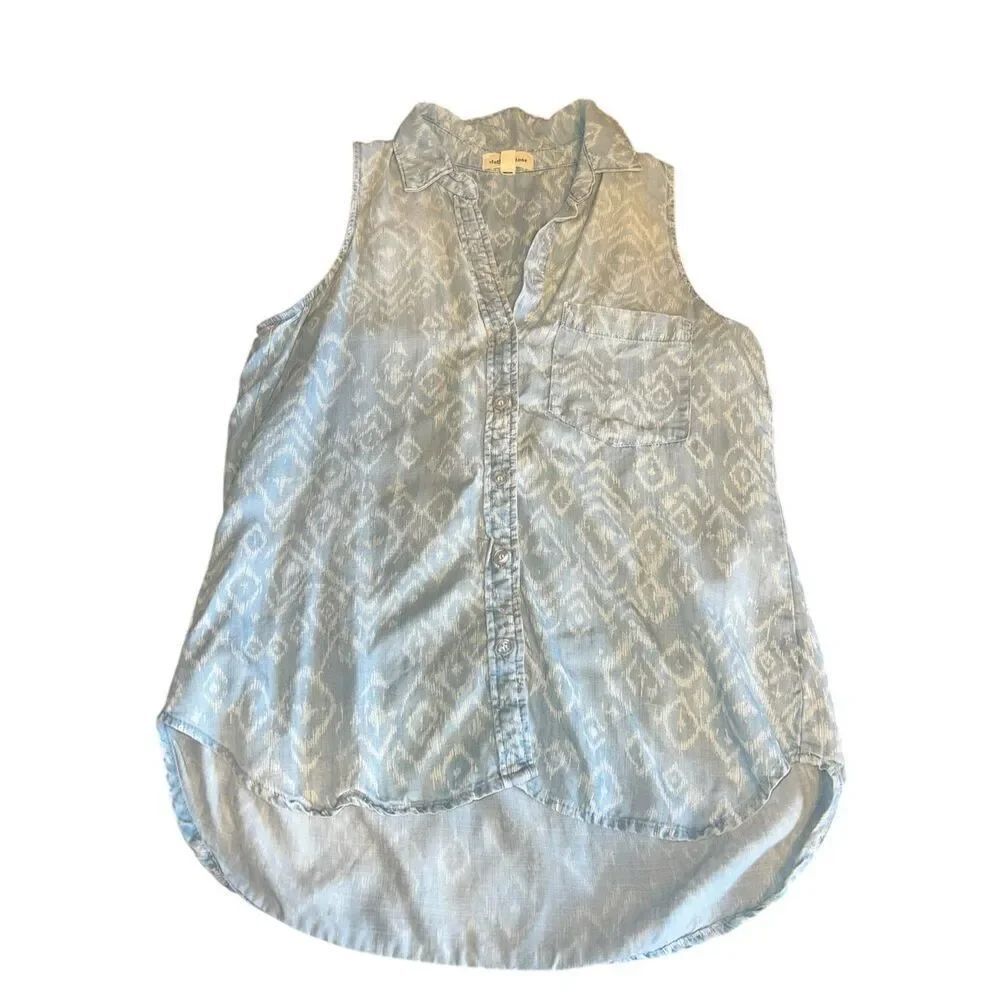 Cloth & Stone Chambray Denim blue Button Down Sleeveless Small career